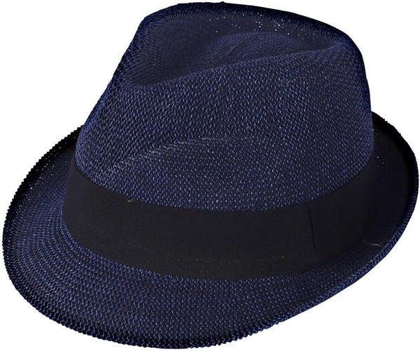 Summer Panama Straw Fedora Hats for Men Women Trilby Hat Foldable Roll up Short Brim Panama Beach Hat