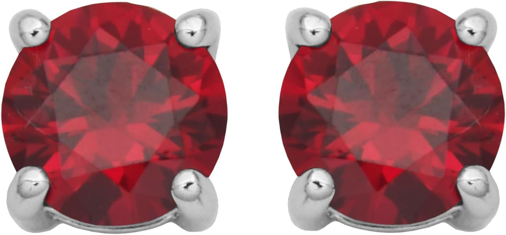 Sterling Silver round Birthstone Stud Earrings (Previously Amazon Collection)