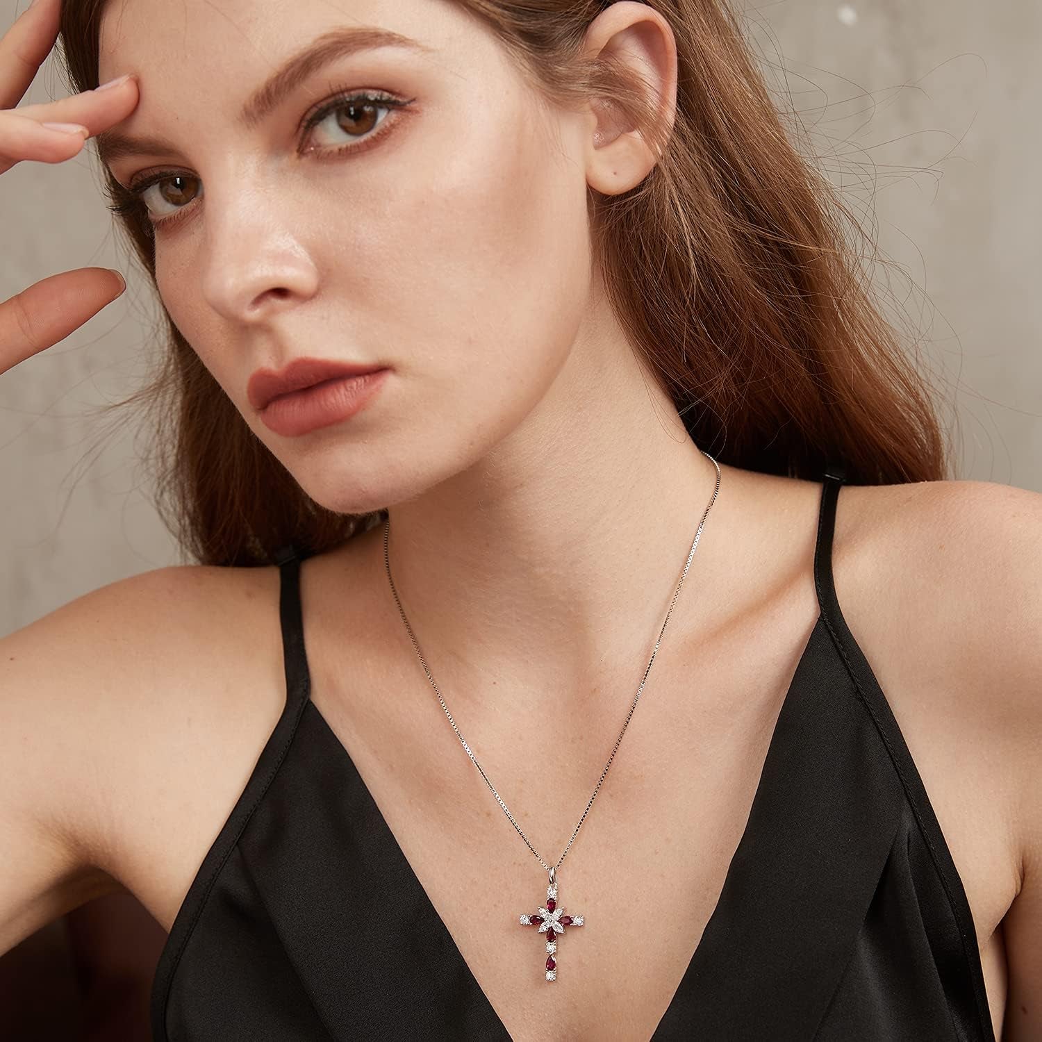 Star Cross Necklace for Women 925 Sterling Silver Infinity Diamond Cross Pendant with Birthstone Cubic Zirconia, Cross Jewelry for Women Mom