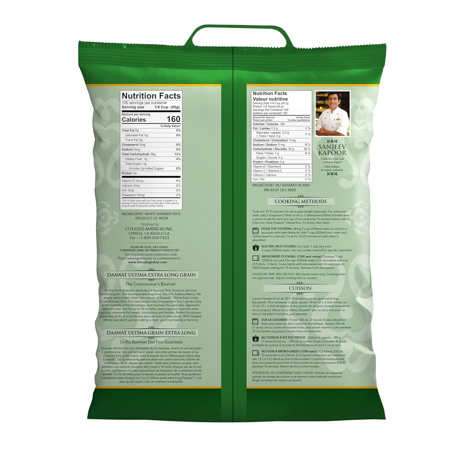 Ultima Extra Long Grain Basmati Rice, 2-Years Aged, 10Lbs