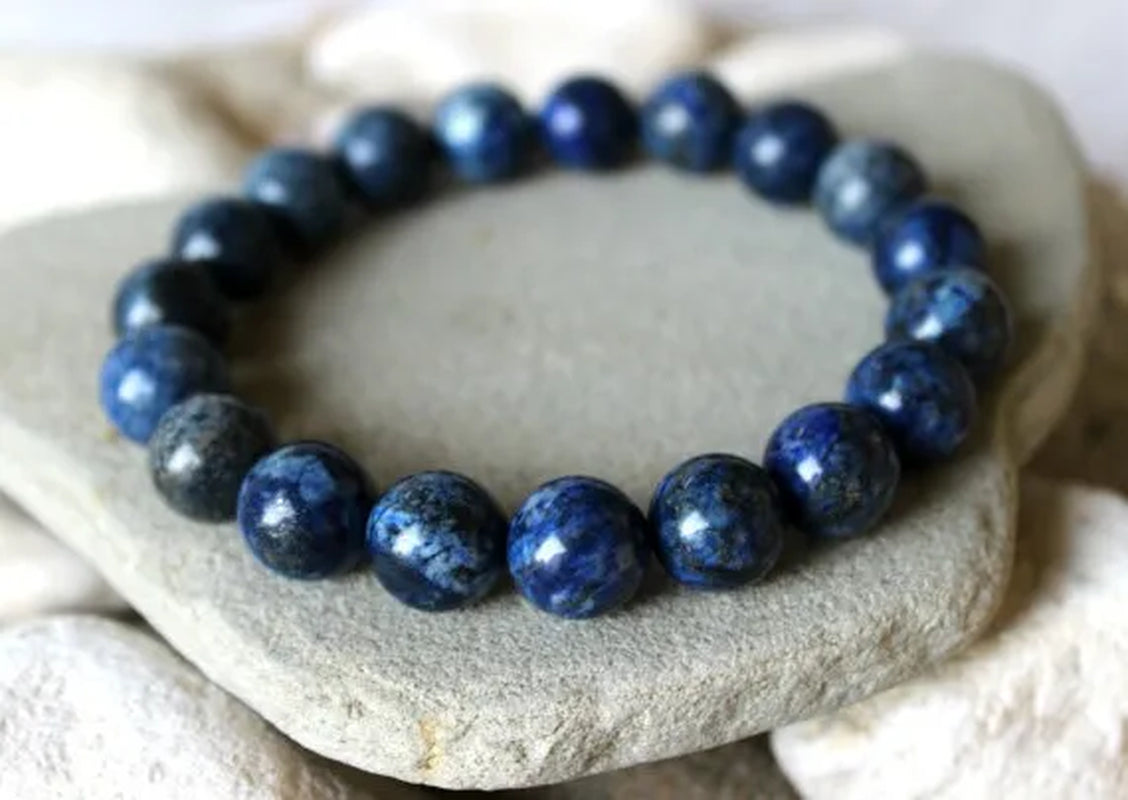 8mm Lapis Lazuli Bracelet,   Wrist Mala, Unisex Lapis Lazuli  Blue Bead Bracelet