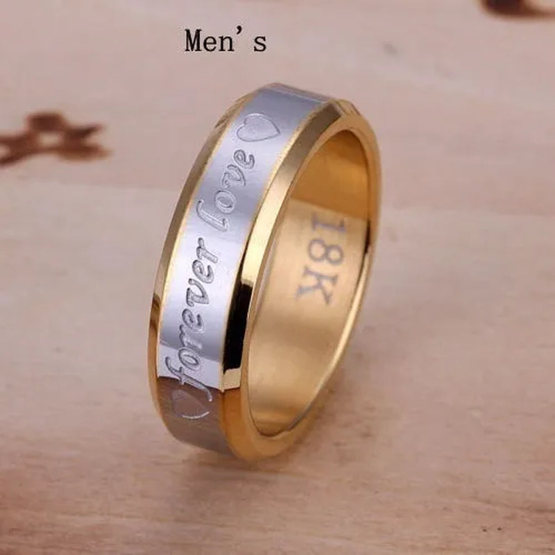 New Eternal Love Gold and Silver Rings Couple Gold Ring