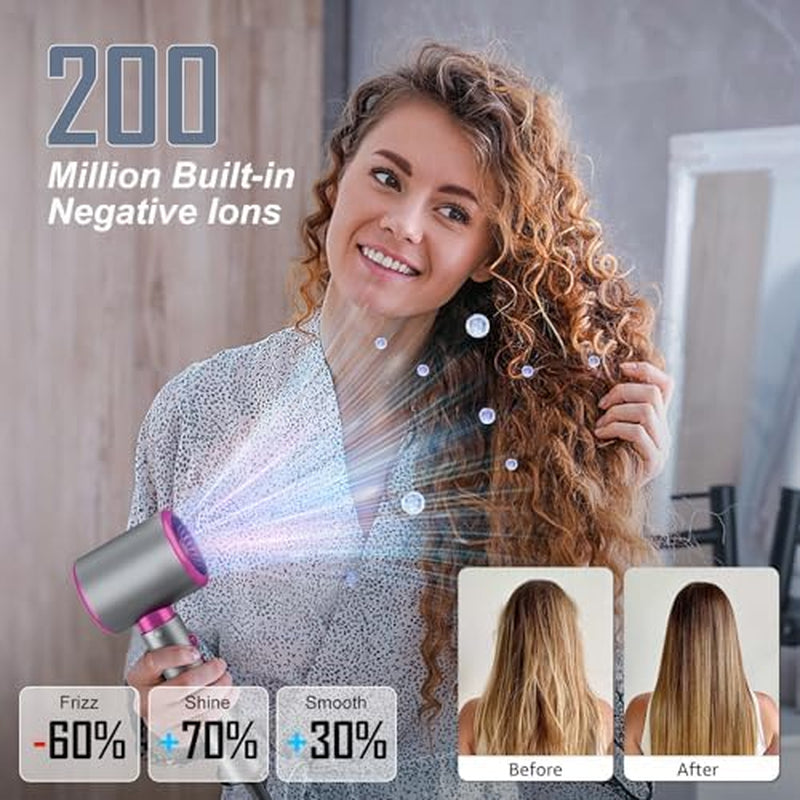 Professional 1875W High-Speed Low Noise Ionic Hair Dryer with Diffuser for Home and Travel - 110,000 RPM, Suitable for Women and Men
