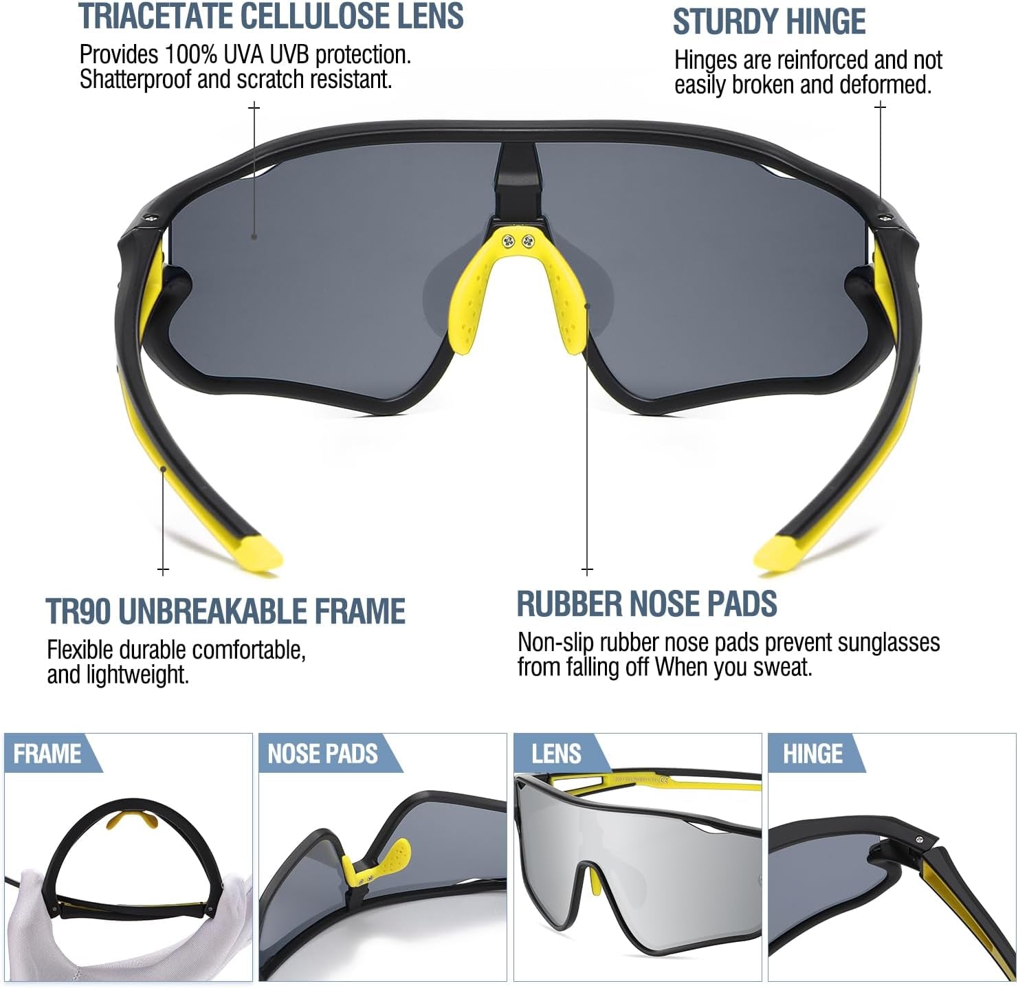 Kids Sunglasses Youth Baseball Sun Glasses Lightweight TR90 Frame UV400 Sports Cycling Shades for Boys Girls DK268