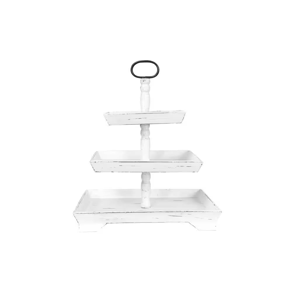 White Decorative 3-Tier Tray