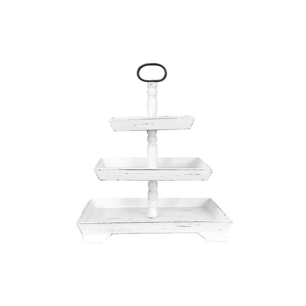 White Decorative 3-Tier Tray