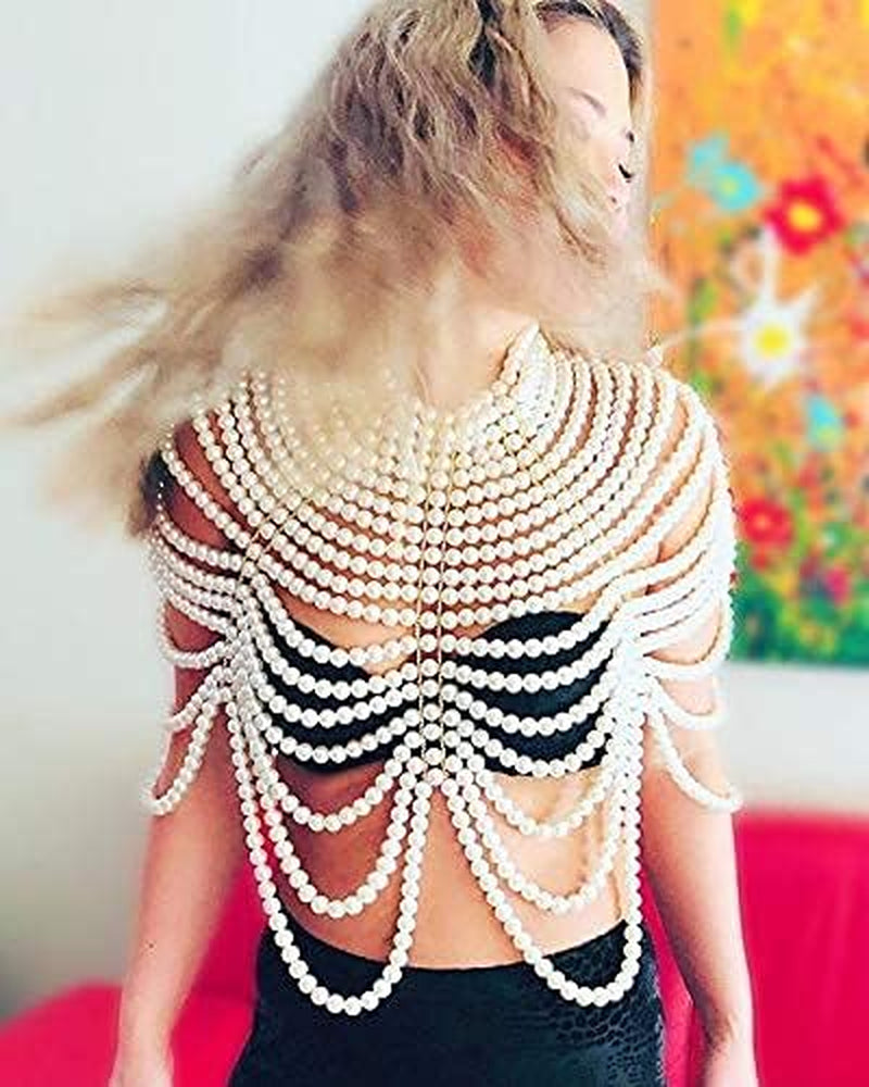 Pearl Body Chain Bra - Fashion Shoulder Necklaces Bra Chain Body Jewelry