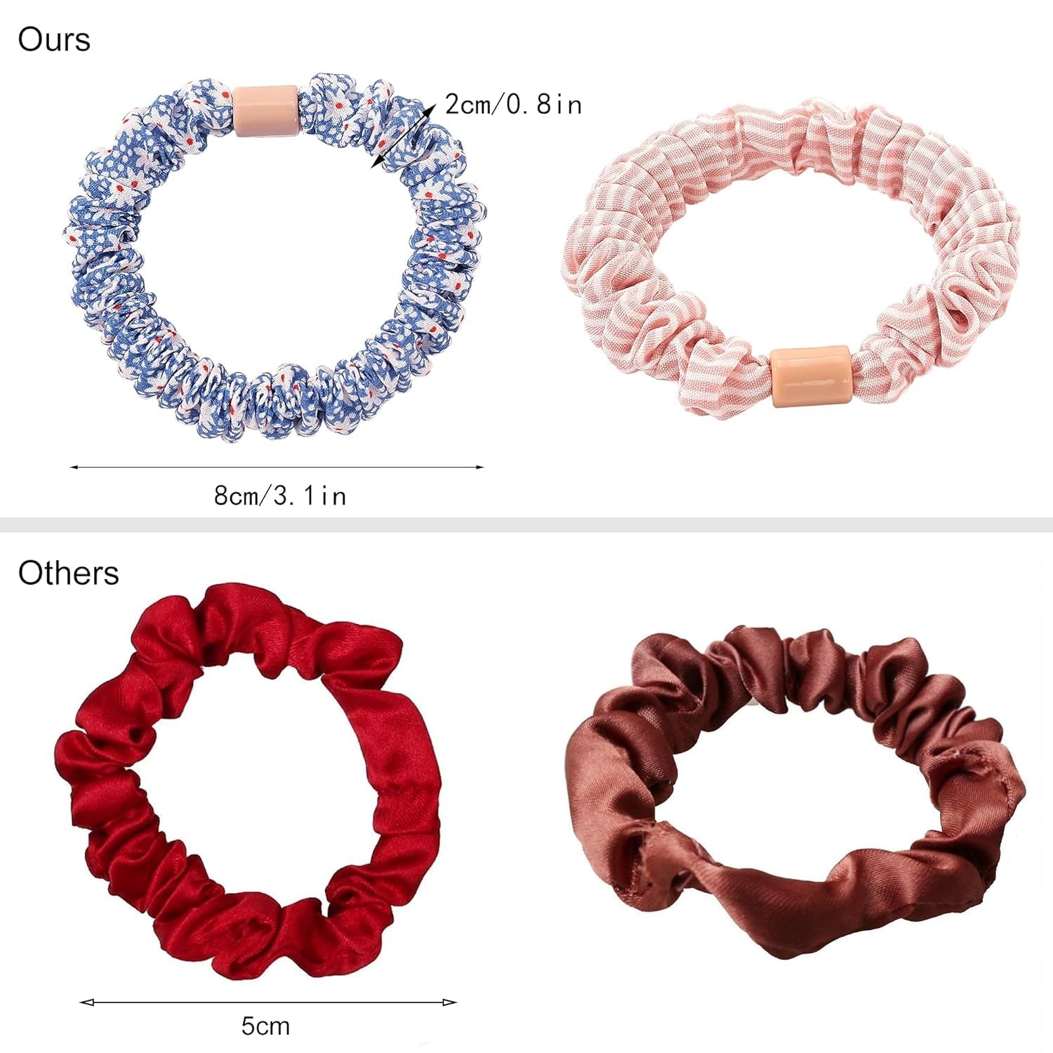 Hair Ties Scrunchies - Small Mini Scrunchy for Women Thick Hair Accessories Cute Soft No Slip Hair Elastics Ponytail Holder for Curly Hair No Damage Hairties Gift for Girls