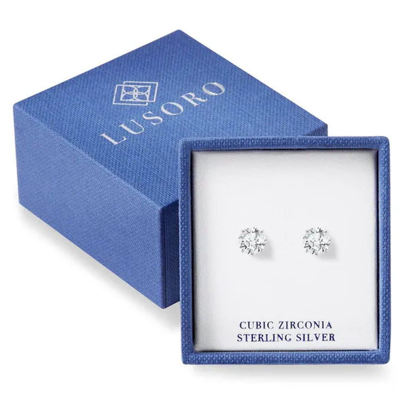 Sterling Silver Cubic Zirconia Stud Earrings 1 Carat Weight CZ- Lusoro