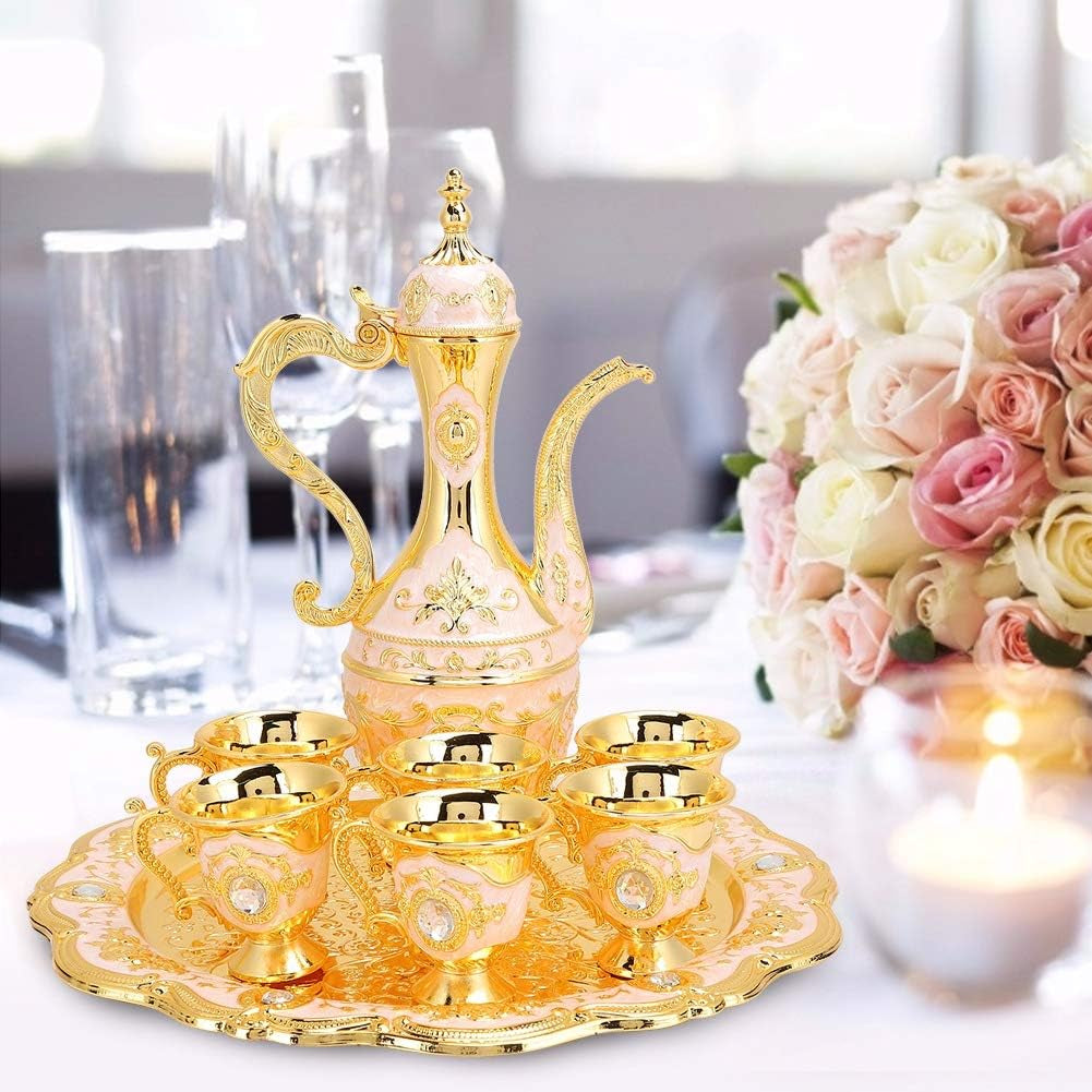Metal Wine Drinking Cups Hip Flask Set Russian Home Art Crafts Wedding Gift Wine Pot Kit Household Ornaments(1)