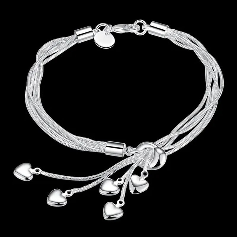 925 Sterling Silver Bracelet Necklace Earrings Set for Women High Quality Heart Shape Wedding and Engagement Jewelry