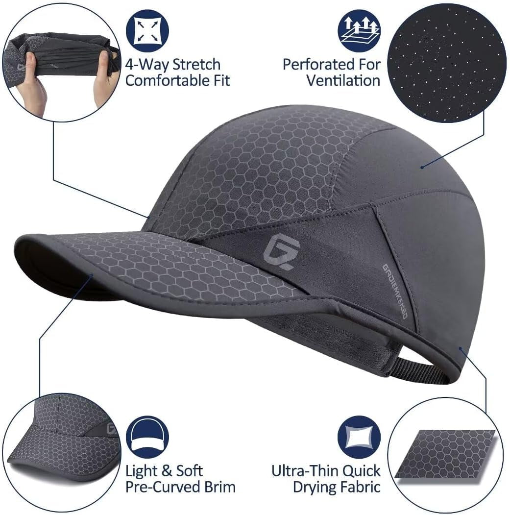 Stretch Running Hat with Soft Brim, Quick Dry, Unstructured, Unisex-Adult