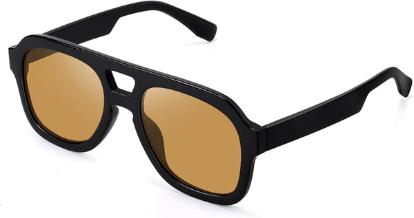 Vintage Aviator Sunglasses Double Bridge Women Men Large Square Thick Frame Trendy Eyewear UV400 B2846