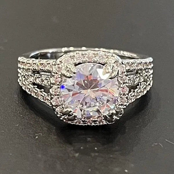 Exquisite 925 Sterling Silver Diamond Rings for Women Bridal Wedding Ring Jewelry Valentine'S Day Proposal Gift