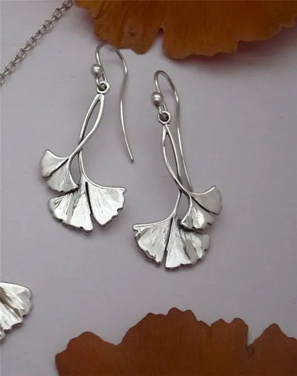 Fashion Vintage Earring Women 925 Sterling Silver Gingko Leaf Dangle Drop Earrings Simple Personality Earrings Jewelry