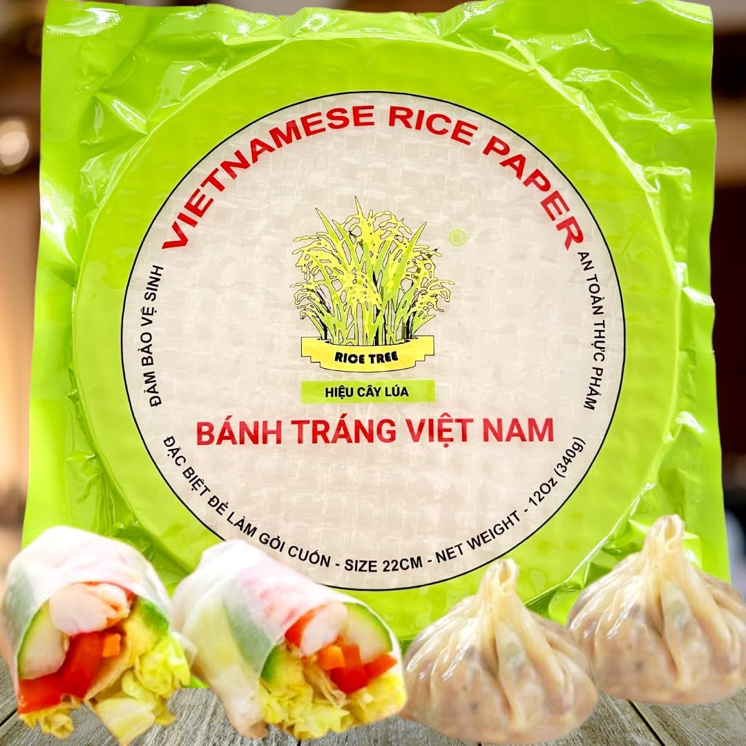 35 Sheets of Premium Rice Papers Wrappers (米纸) for Spring Rolls (春卷), Wonton (餛飩), Egg-Rolls (蛋卷), Lumpia, Samosa, Dumpling, Sushi; Low Carb, Gluten-Free, 22Cm round (1PACKS 12 Oz)