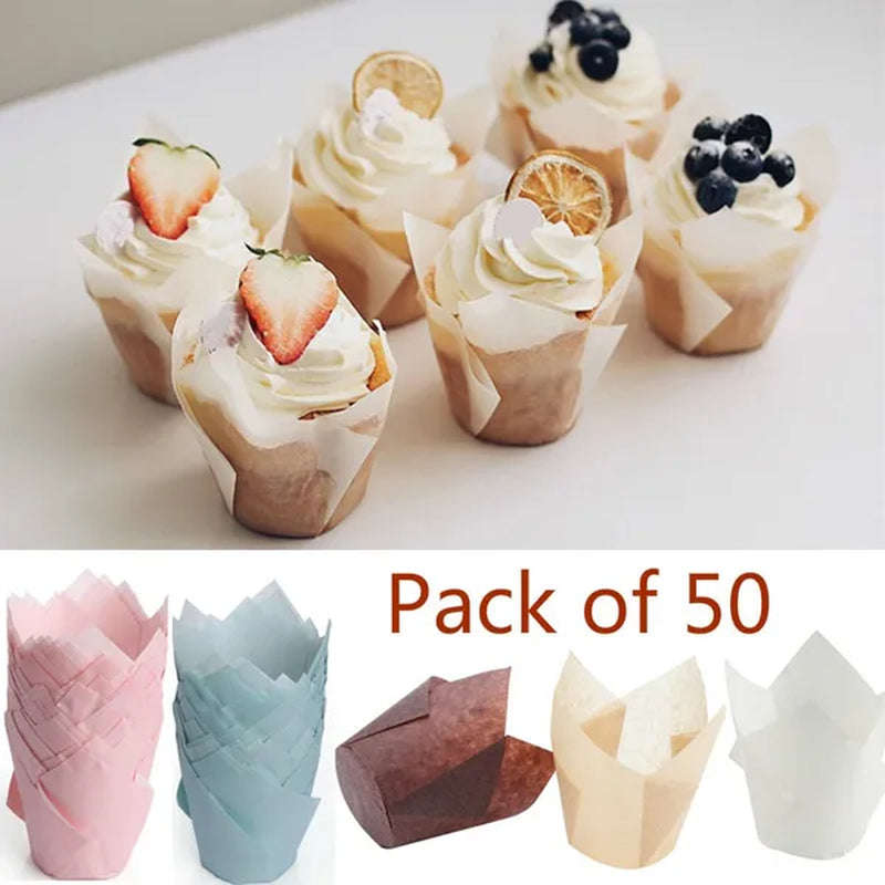 50pcs Cupcake Muffin Liners Baking Cup Holders Wrappers for Wedding Birthday Christmas Baby Shower Parties