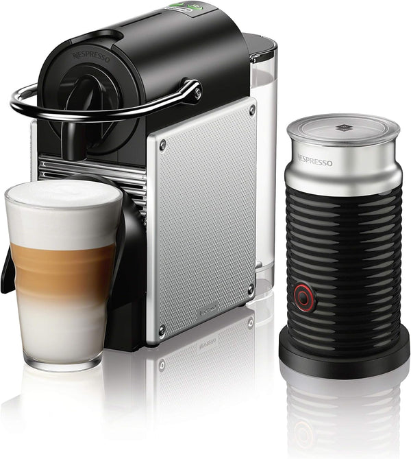 Pixie Coffee and Espresso Machine by  with Milk Frother, Aluminum, 34 Ounces