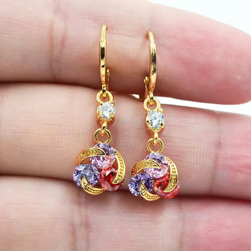 Women Black Cubic Zirconia CZ Knot Dangle Earrings Jewelry