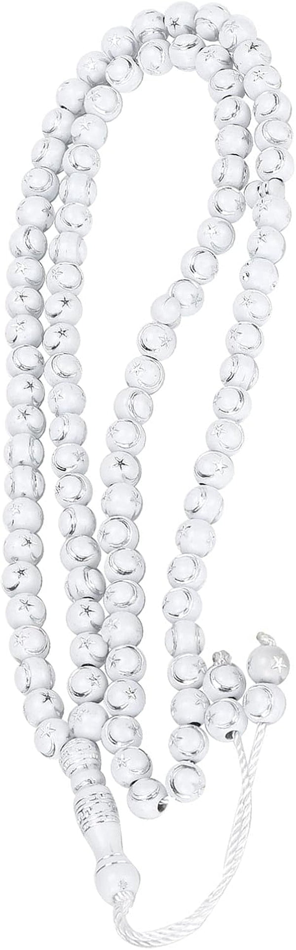 Islamic Prayer Beads, Muslim Rosary Beads 99 Grains Resin Gilding Religious Article Islam Prayer Rosary Beads Islamic Necklaces (White)