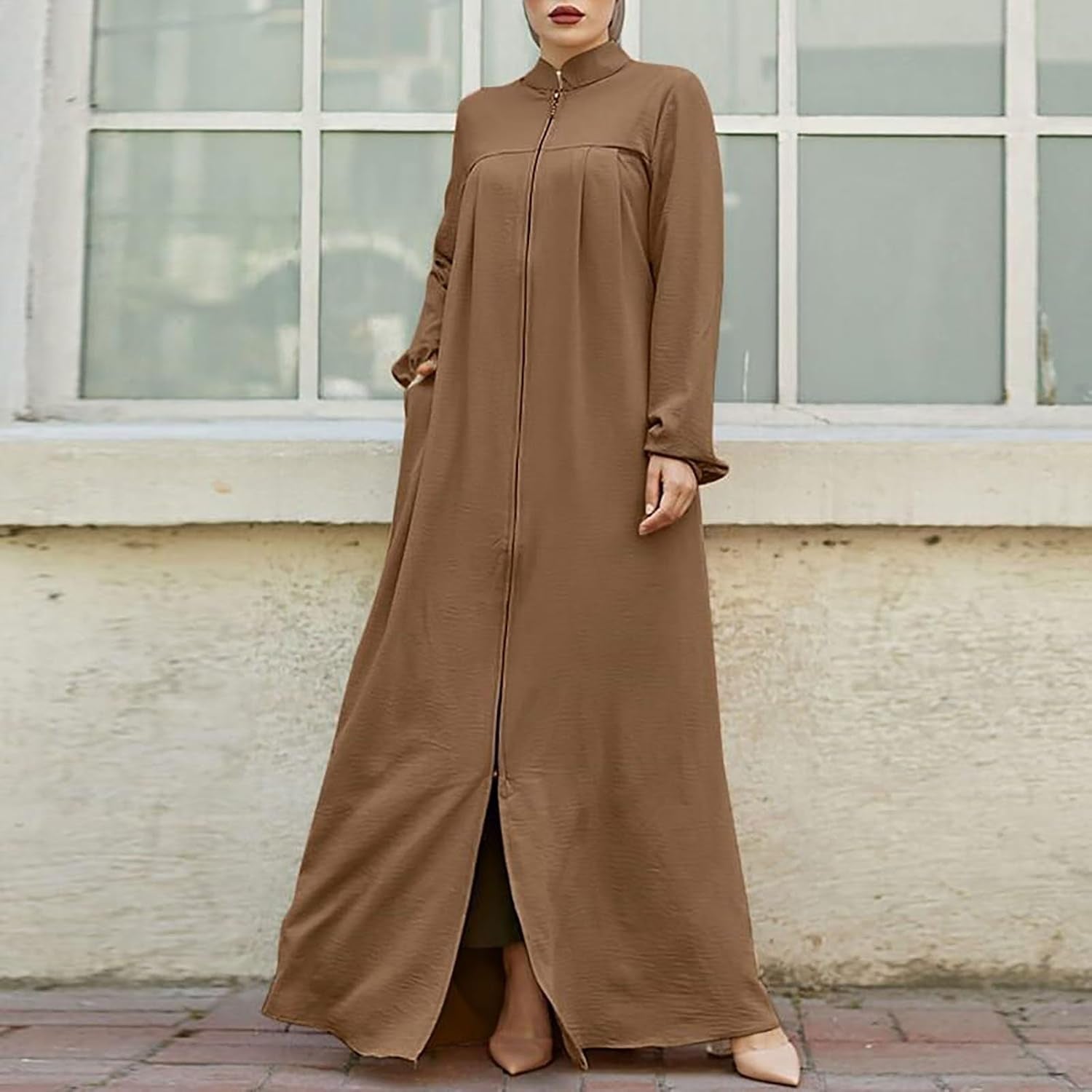 Women'S Chiffon Kaftan Abaya Dress Muslim Long Sleeve Self Tie Flowy Maxi Dress Abaya Casual Dress Dubai Outfits