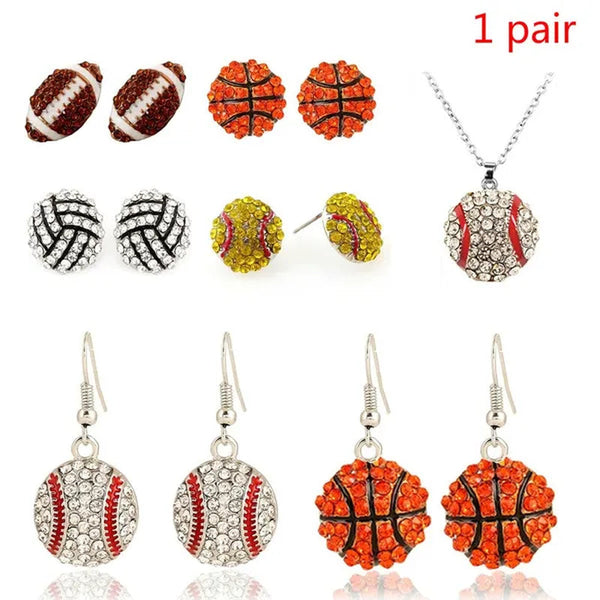 Sports Theme Diamond Zinc Alloy Earrings / Drop Earrings / Necklace