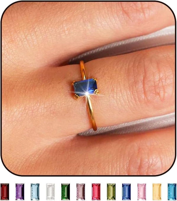 Gold Birthstone Rings for Women Non Tarnish 14K Gold Plated Birthstone Ring Gold Emerald Rings for Birthday Gifts Trendy Stuff Dainty Birthstone Rings Personalized Jewelry Gifts