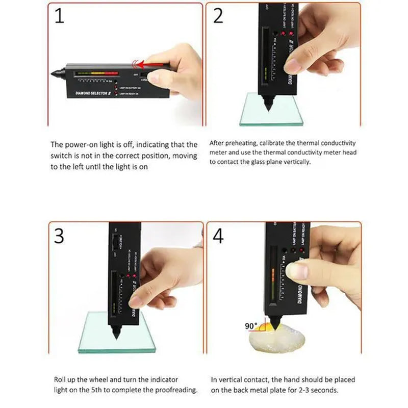 1PC Diamond Tester Gemstone Gem Selector Jewelry Watcher Tool LED Diamond Indicator Test Pen(Without Battery)