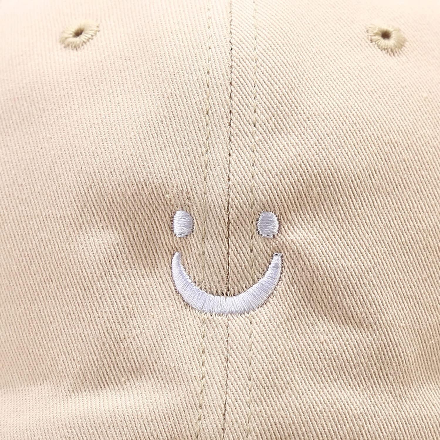 Smile Face Baseball Cap for Women Men Adjustable Low Profile Unstructured Cotton Dad Hat