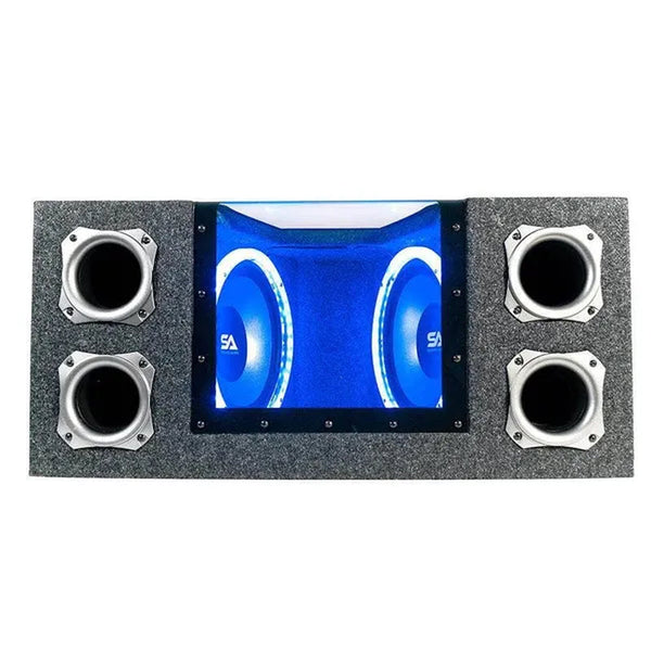 SA-PGCE10LED - Dual 10 Inch 1000 Watt Car Audio Subwoofer Box with LED Lights & Plexiglass Window