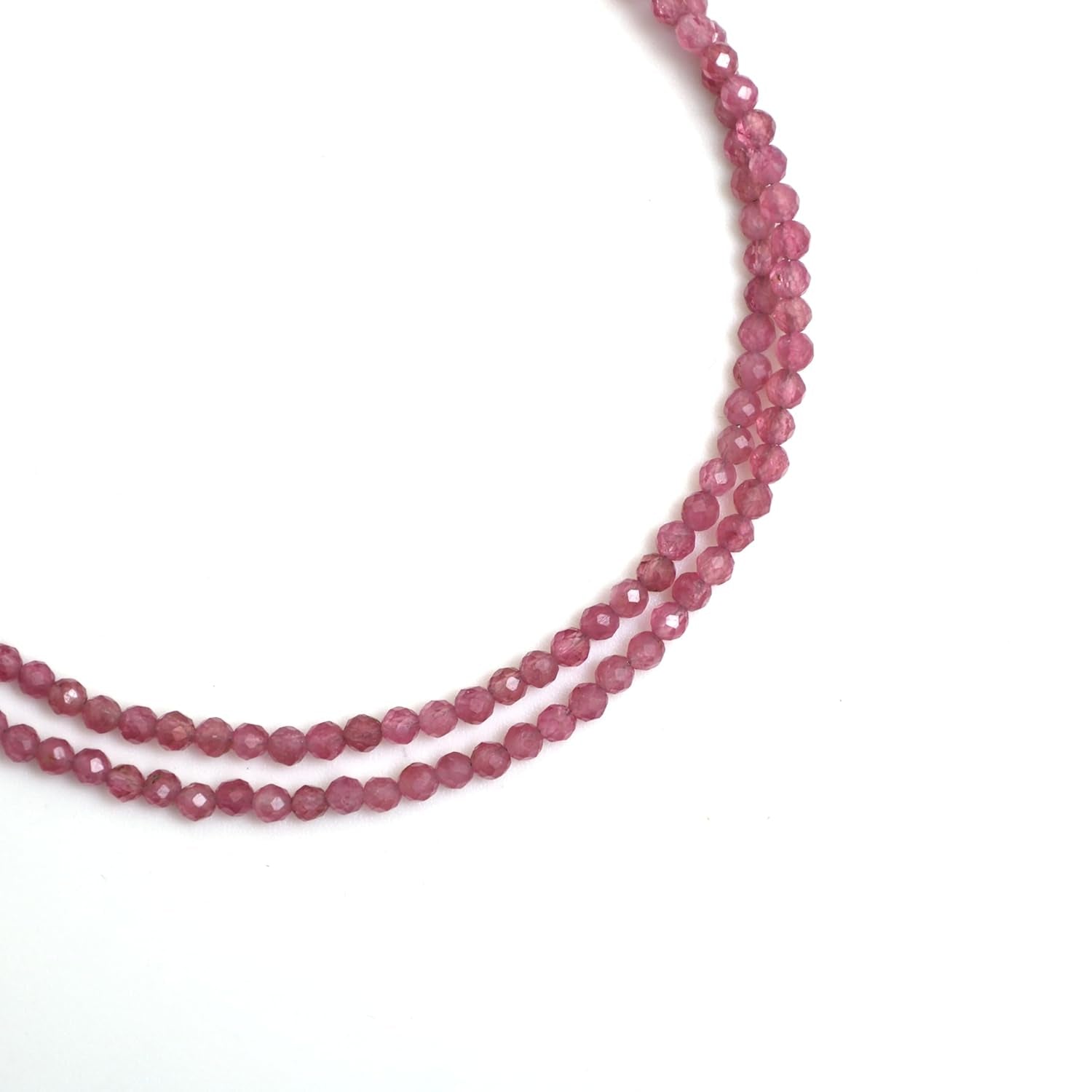 Gempires Pink Tourmaline Beaded Necklace Pink Crystal Gemstone Jewelry Hypoallergenic 18 Inch Silver Plated Handmade October Birthstone Necklace for Women