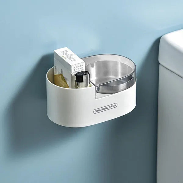 Stainless steel wall-mounted ashtray with lid,cigarette Storage Rack Creative Bathroom Wall Stainless Steel Ashtray