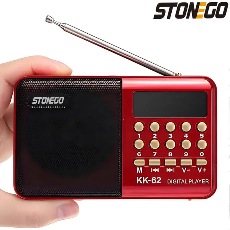 STONEGO Mini Portable Radio Loud Clear Sound Radio Handheld Rechargeable Digital FM USB TF MP3 Player Speaker Devices