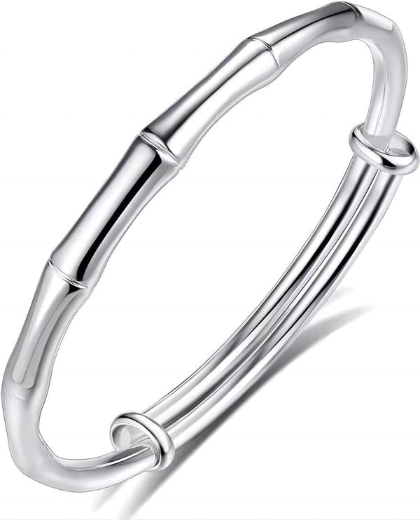 S925 Silver Bangle Bracelet for Women, Elegant Women‘S Sterling Silver Bracelet Bangle Adjustable 6.4-7.8 Inches Small Size