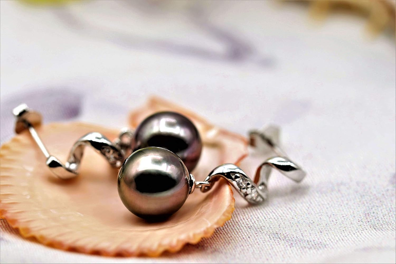 Elegant AAA Quality Genuine 8.5-9.5Mm Tahitian Black Pearl Dangle Drop Earrings - Birthday Anniversary Jewelry Gifts for Women