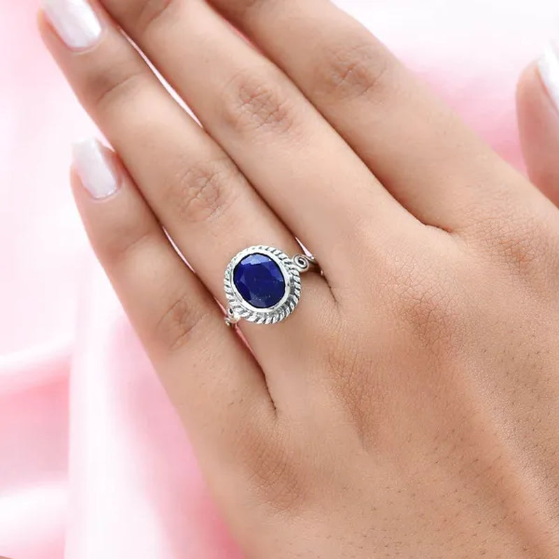 925 Sterling Silver Lapis Lazuli Crystal Chakra Reiki  Ring for Women Jewelry Gifts for Women Birthday Gifts for Women