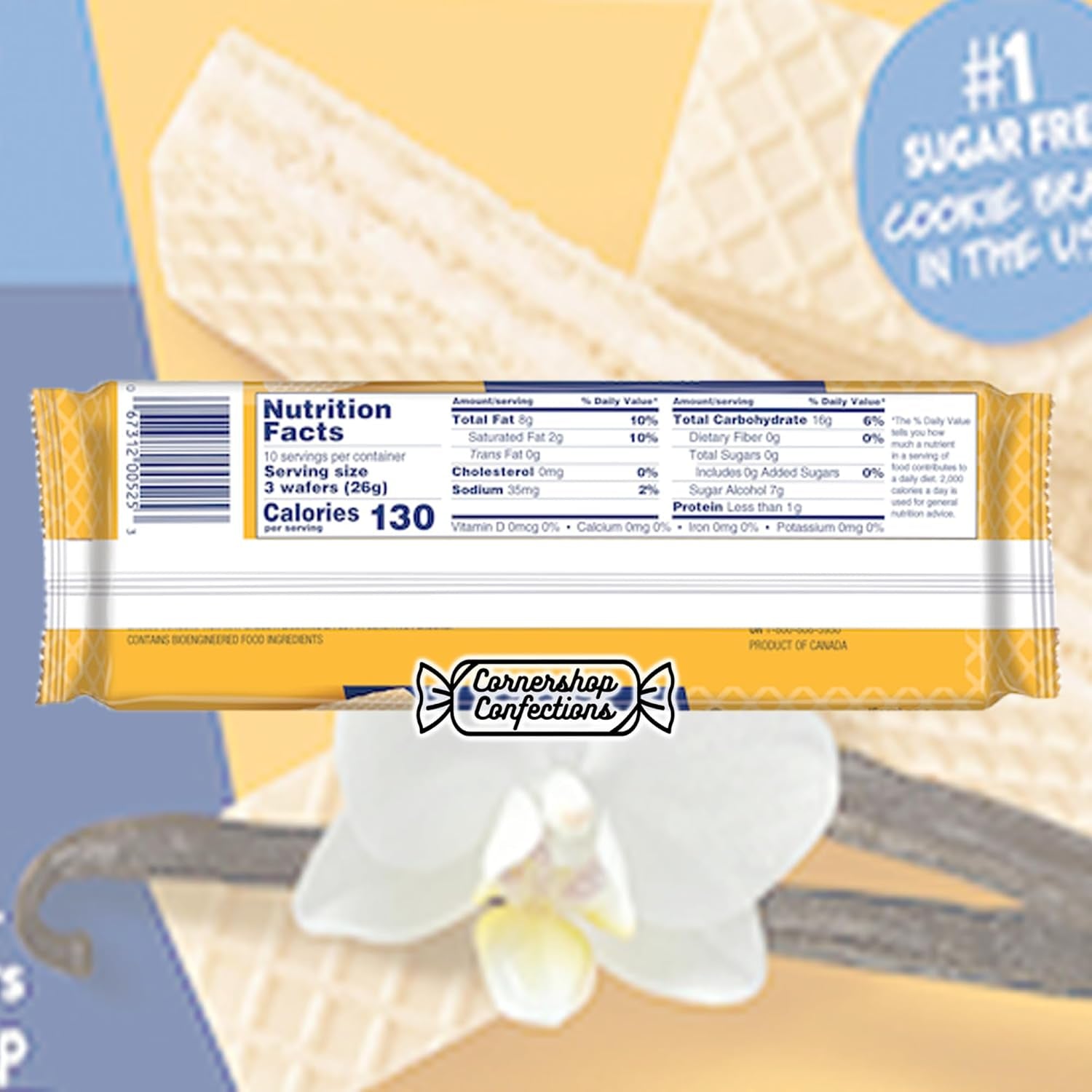 Voortman Sugar Free Wafer Lover'S 6 Flavor Variety - Lemon, Key Lime, Orange Creme, Chocolate, Strawberry, and Vanilla in  Box