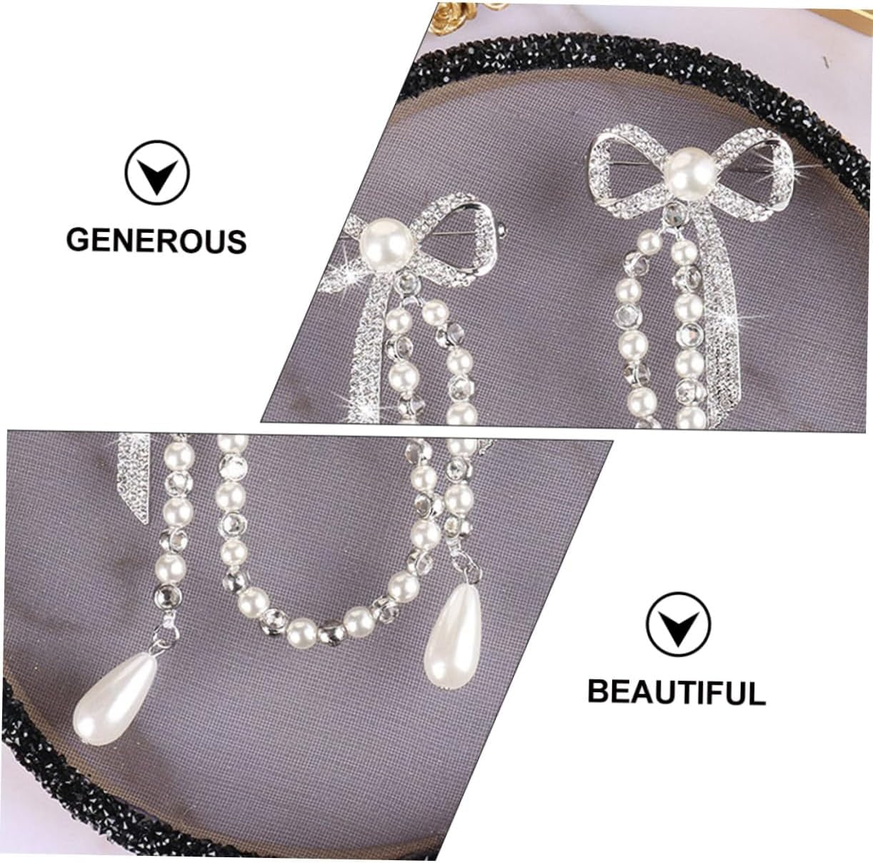 Diamond Tassel Pearl Brooch Chain Alloy Shiny Corsage Women'S Unique Brooch for Parties and Daily Wear