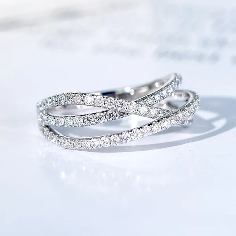 Women's Fashion 925 Sterling Silver Twisted White Sapphire Ring Elegant Female Bride Proposal Engagement Wedding Diamond Rings for Women Bride Jewelry Party Gift