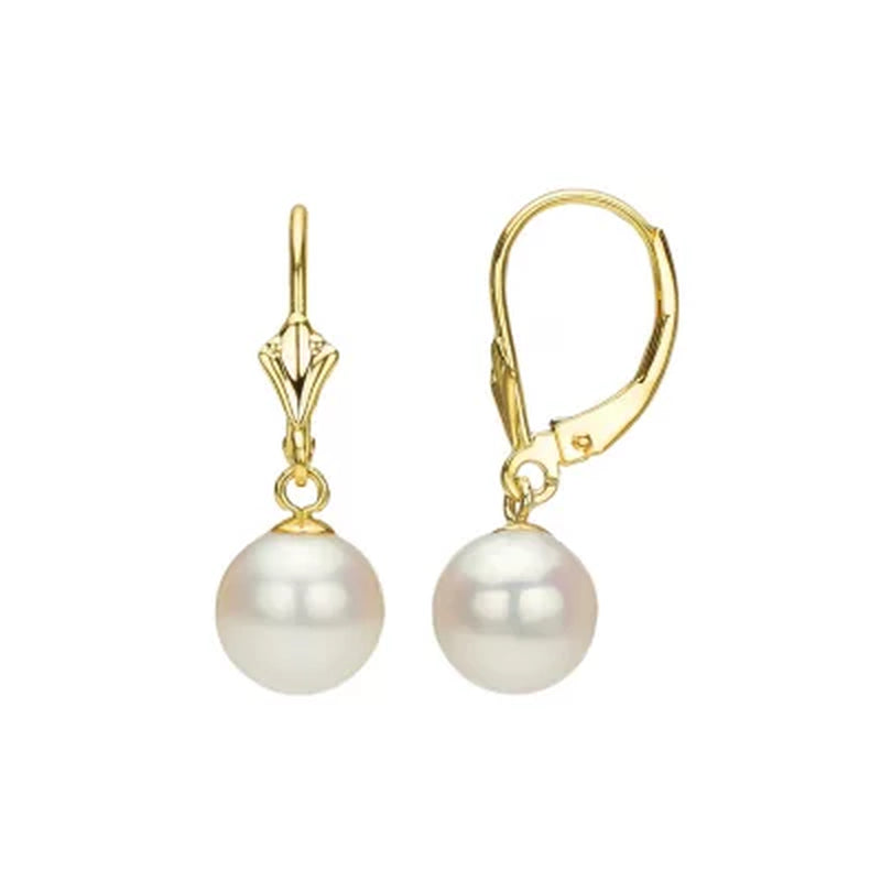 White round Freshwater Pearl Lever-Back Earring, Assorted Pearl Sizes