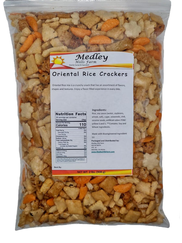 Oriental Rice Crackers Japanese Crunchy & Spicy | in Resealable Bag | 2 Lbs