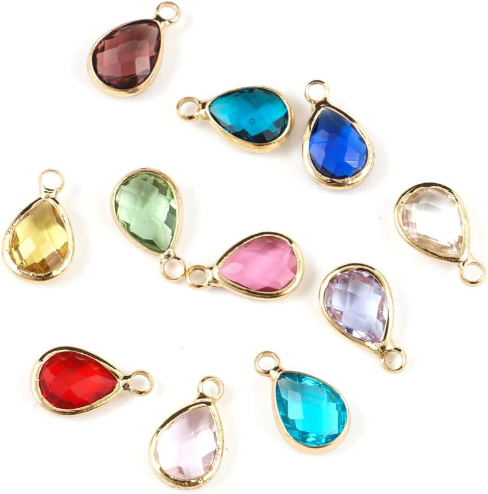 Grade a Gold Birthstone Charm Drop Pendant 11Mm 14Mm 16Mm for Personalized Earrings Bracelet Necklace Anklet Pendant Keychain Jewelry Making