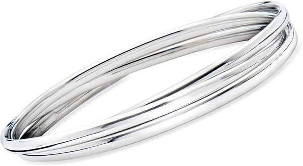 Italian Sterling Silver Rolling Bangle Bracelet. 7.5 Inches