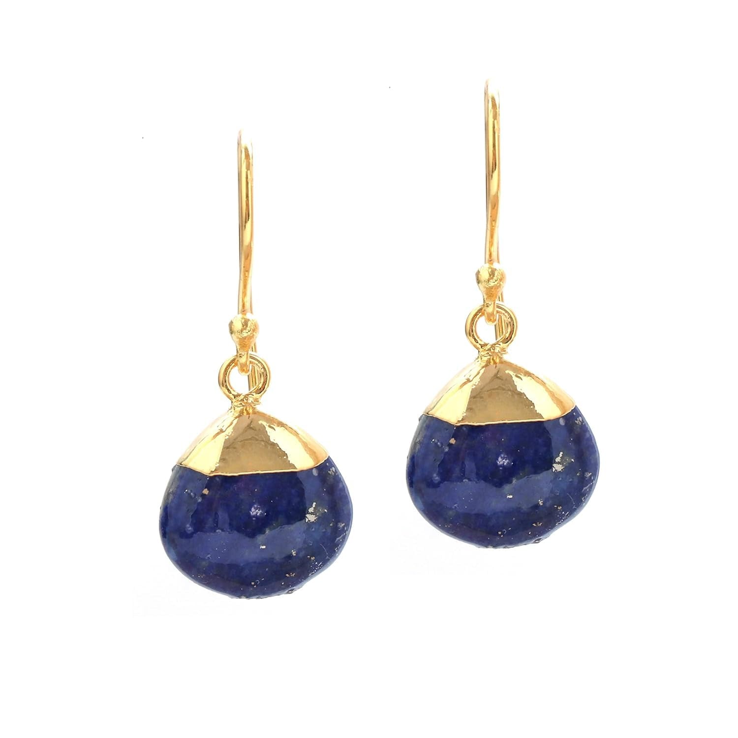 Gempires Lapis Lazuli Teardrop Dangle Earrings for Women, 14K Gold Electroplated Pear Crystal Earrings with Gold Plated Hooks, Dangling Drop Earring, Party Wear