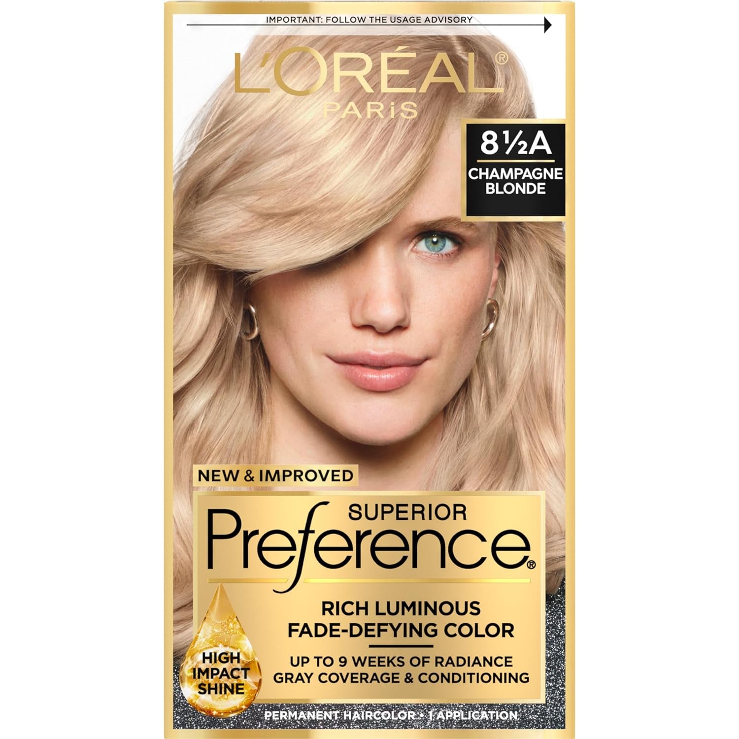 Superior Preference Fade-Defying + Shine Permanent Hair Color, 8.5A Champagne Blonde, Pack of 1, Hair Dye
