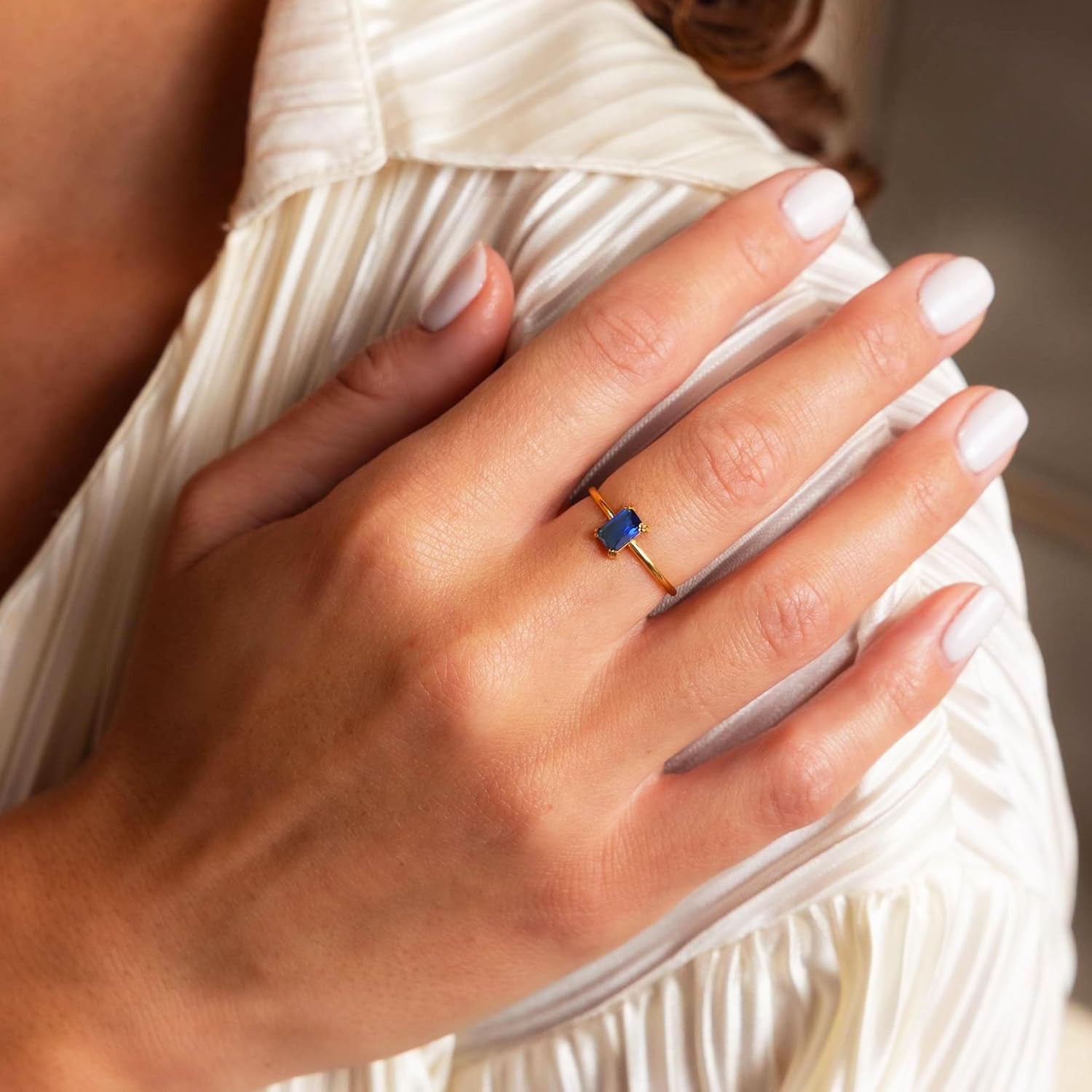Gold Birthstone Rings for Women Non Tarnish 14K Gold Plated Birthstone Ring Gold Emerald Rings for Birthday Gifts Trendy Stuff Dainty Birthstone Rings Personalized Jewelry Gifts