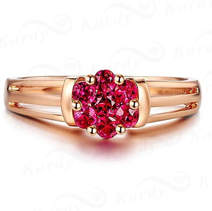 Amazing Genuine Natural Ruby Gemstone Wedding Engagement Band Ring Rose Gold 14K for Women