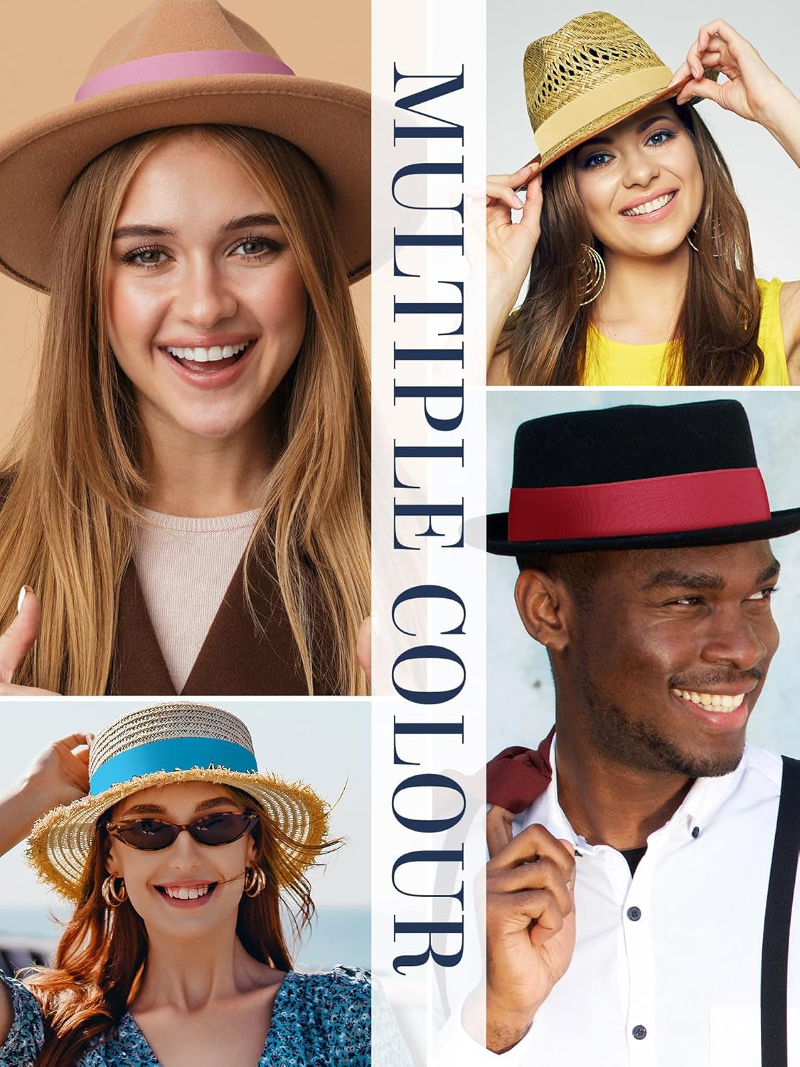 15 Pcs Hat Band Stretchable Ribbon for Panama, Western Cowboy, Straw Hats - Accessories for Women and Men