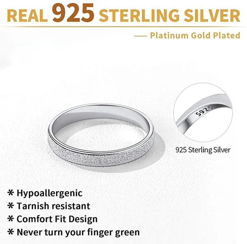 ChicSilver 925 Sterling Silver Rings Skinny Sandblast Finish Resistant Comfort Fit Wedding Band 3mm Ring Size 4-12