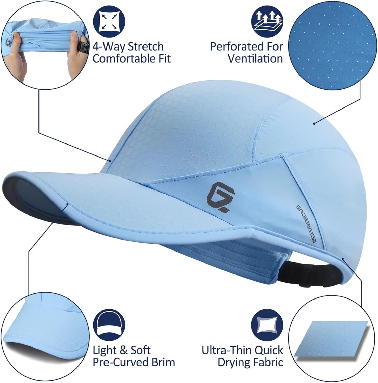 Stretch Running Hat with Soft Brim, Quick Dry, Unstructured, Unisex-Adult